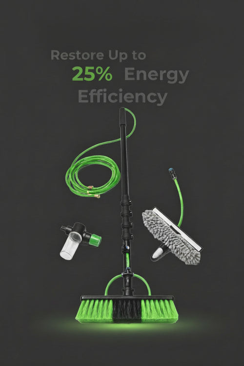 Cleaning tool with text about energy efficiency and a 'Shop Now' button on a white background
